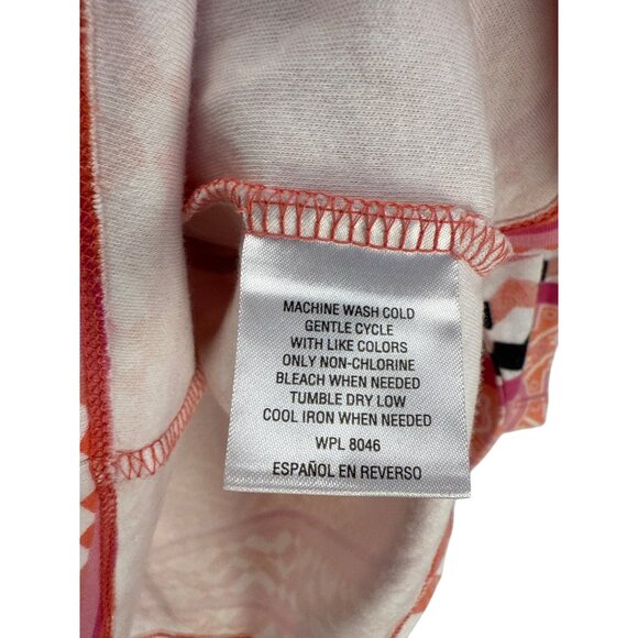 Charter Club Petite XL Printed Boho Top Pink Orange 3/4 Sleeve Cotton Blend - Picture 6 of 8